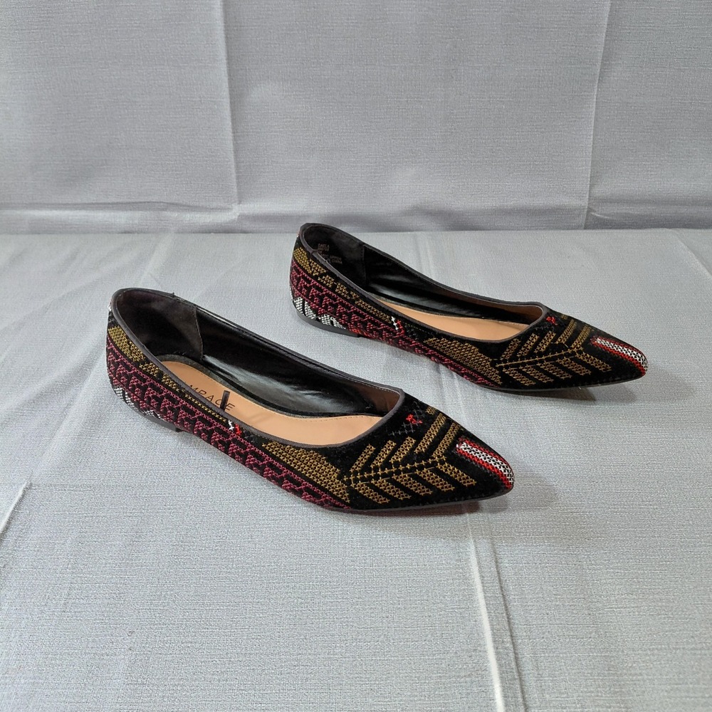 Rampage CAELA Pointy Toe Slip On Flats Women's 9M Multicolor Aztec Pattern
